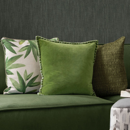 Additions Stitch Embroidered Feather Cushion in Grass