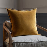 Voyage Maison Stitch Embroidered Feather Cushion in Mustard