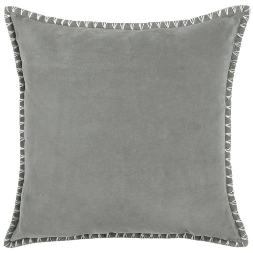 Additions Stitch Embroidered Feather Cushion in Steel