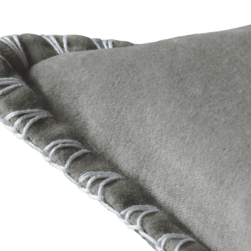 Additions Stitch Embroidered Feather Cushion in Steel