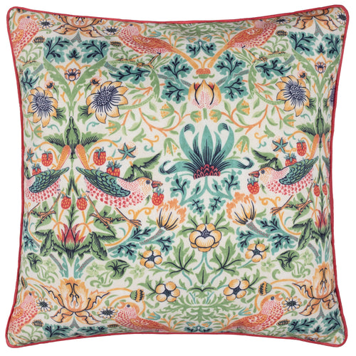 Floral Pink Cushions - Strawberry Thief Outdoor Polyester Filled Cushion Coral/Leaf Green Morris & Co