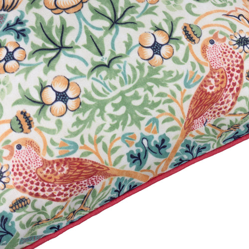 Floral Pink Cushions - Strawberry Thief Outdoor Polyester Filled Cushion Coral/Leaf Green Morris & Co