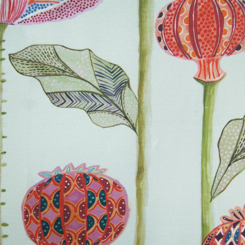 Floral Red Fabric - Sutami Printed Linen Fabric (By The Metre) Ecru Voyage Maison
