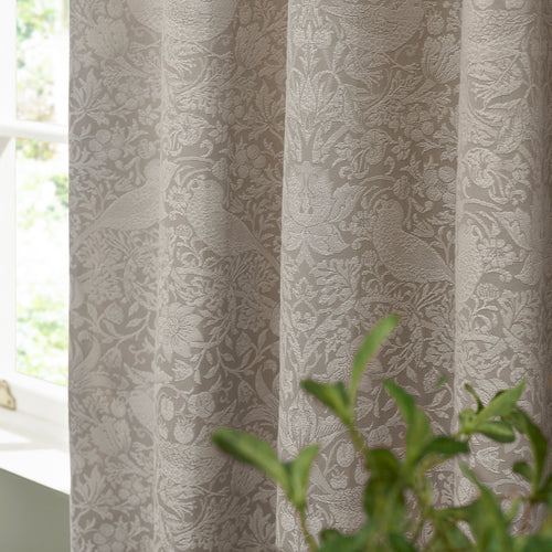 Floral Multi Curtains - Strawberry Thief Jacquard Fully Lined Pencil Pleat Curtains Linen Morris & Co