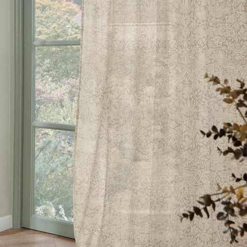 Floral Multi Curtains - Strawberry Thief Sheer Curtain Panel Linen Morris & Co
