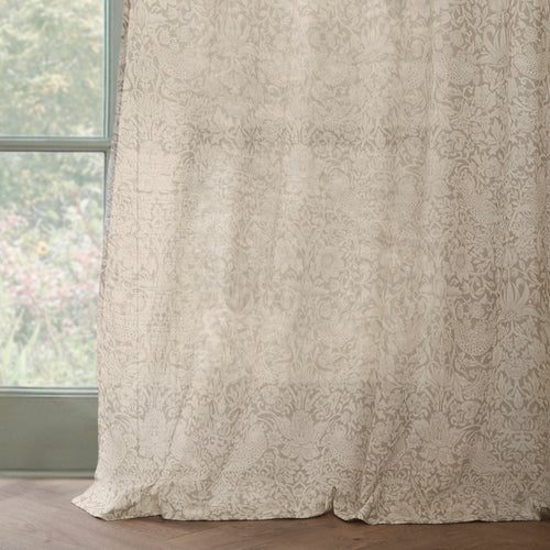 Floral Multi Curtains - Strawberry Thief Sheer Curtain Panel Linen Morris & Co