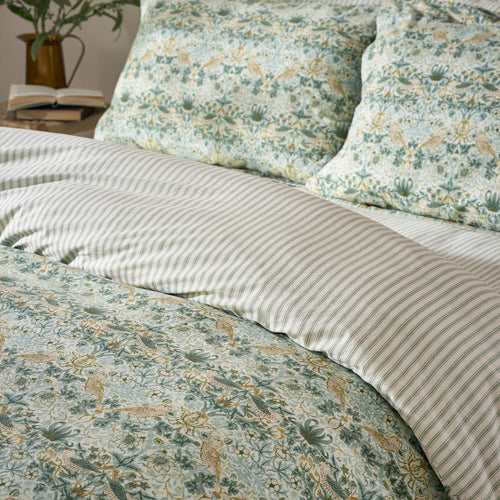 Floral Green Bedding - Strawberry Thief 100% Cotton Duvet Cover Set Sage Green Morris & Co