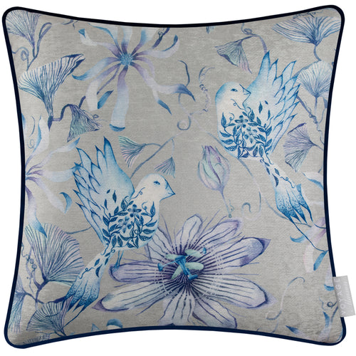 Animal Blue Cushions - Sybil Printed Piped Feather Filled Cushion Blue Voyage Maison