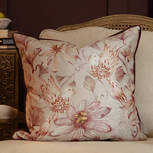 Animal Pink Cushions - Sybil Printed Piped Feather Filled Cushion Primrose Voyage Maison