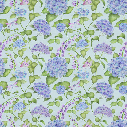 Floral Blue Fabric - Sylvana Printed Cotton Fabric (By The Metre) Duck Egg Blue Voyage Maison