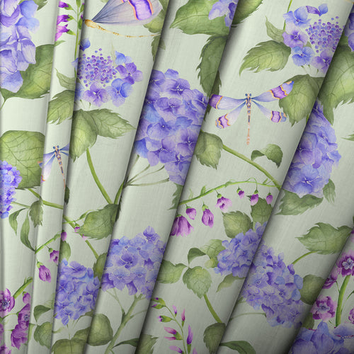 Floral Blue Fabric - Sylvana Printed Cotton Fabric (By The Metre) Sage Voyage Maison