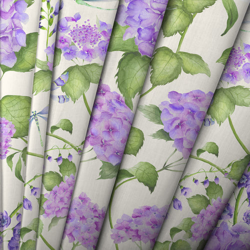 Floral Purple Fabric - Sylvana Printed Cotton Fabric (By The Metre) Violet Voyage Maison