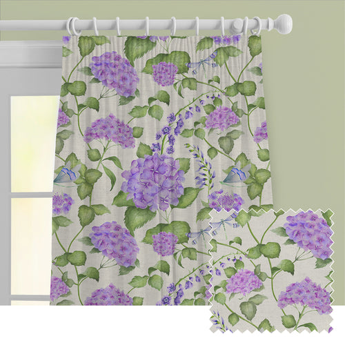 Floral Purple M2M - Sylvana Printed Cotton Made to Measure Curtains Violet Voyage Maison