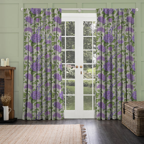Floral Purple M2M - Sylvana Printed Cotton Made to Measure Curtains Violet Voyage Maison