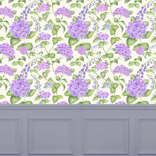 Floral Purple Wallpaper - Sylvana  1.4m Wide Width Wallpaper (By The Metre) Violet Voyage Maison