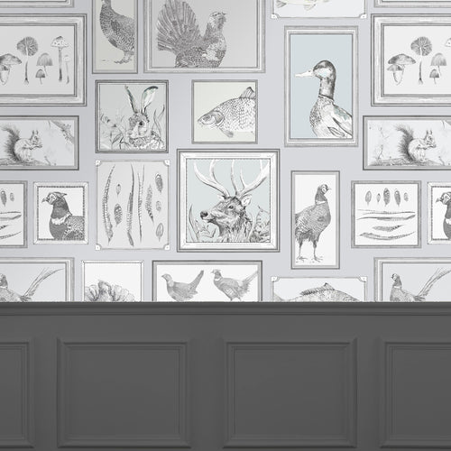 Animal Grey Wallpaper - Sylva  1.4m Wide Width Wallpaper (By The Metre) Ash Voyage Maison