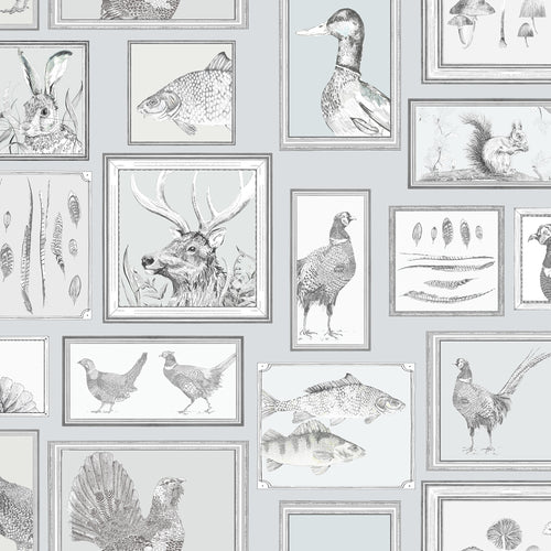 Animal Grey Wallpaper - Sylva  1.4m Wide Width Wallpaper (By The Metre) Ash Voyage Maison