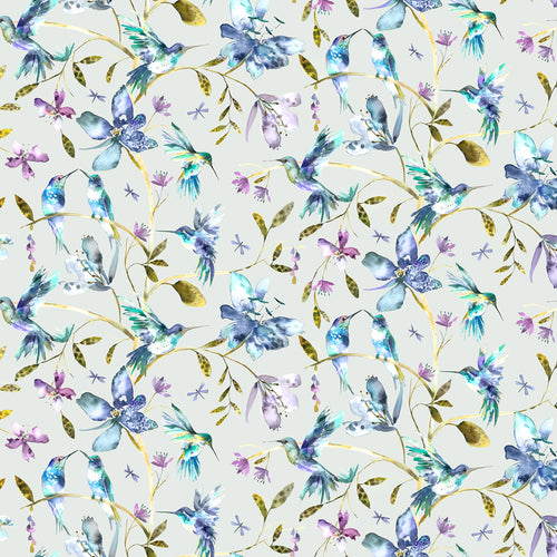 Floral Blue Fabric - Tafuna Printed Oil Cloth Fabric Aster Voyage Maison
