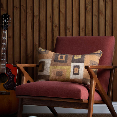 Abstract Brown Cushions - Tallulah Printed Feather Filled Cushion Sepia Voyage Maison