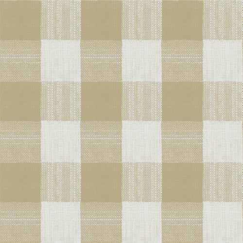 Check Beige Fabric - Tamar Printed Cotton Fabric (By The Metre) Sand Voyage Maison