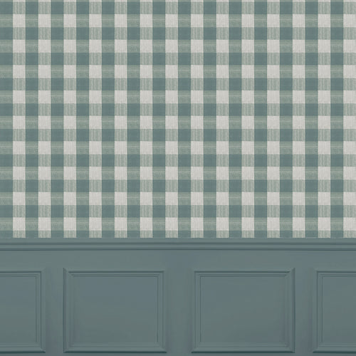 Check Blue Wallpaper - Tamar  1.4m Wide Width Wallpaper (By The Metre) Duck Egg Voyage Maison