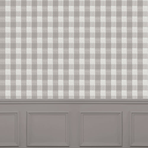 Check Grey Wallpaper - Tamar  1.4m Wide Width Wallpaper (By The Metre) Stone Voyage Maison