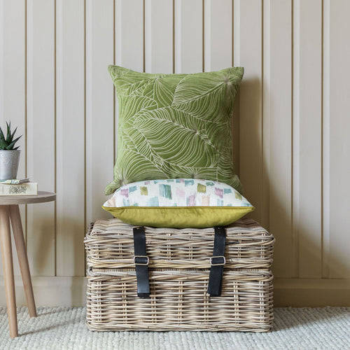 Additions Taro Embroidered Feather Cushion in Grass