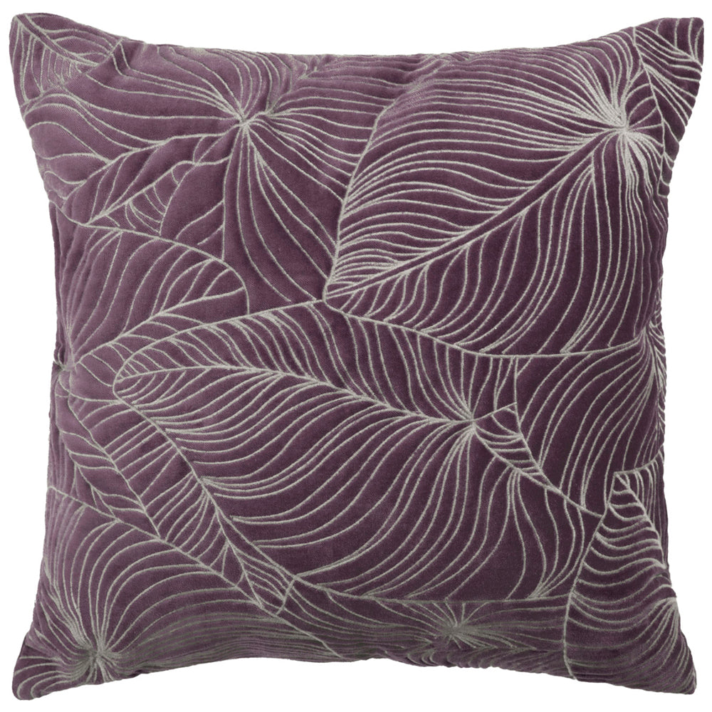 Taro Plum Embroidered Feather Filled Cushion Purple Cushions Additions Voyage Maison