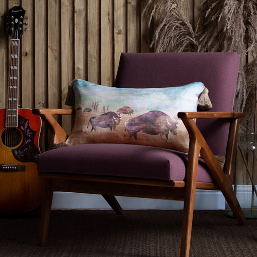 Animal Blue Cushions - Tatanka Printed Feather Filled Cushion River Voyage Maison