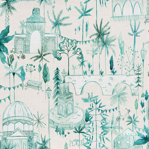 Global Blue Fabric - Tellaro Printed Cotton Fabric (By The Metre) Seamist Voyage Maison