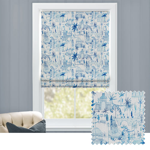 Global Blue M2M - Tellaro Printed Cotton Made to Measure Roman Blinds Cobalt Voyage Maison