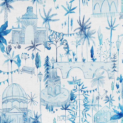 Global Blue M2M - Tellaro Printed Cotton Made to Measure Roman Blinds Cobalt Voyage Maison
