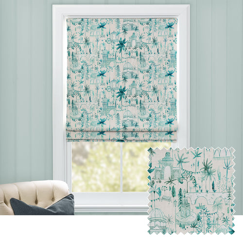 Global Blue M2M - Tellaro Printed Cotton Made to Measure Roman Blinds Seamist Voyage Maison