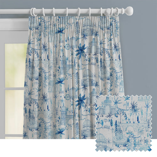 Global Blue M2M - Tellaro Printed Cotton Made to Measure Curtains Cobalt Voyage Maison