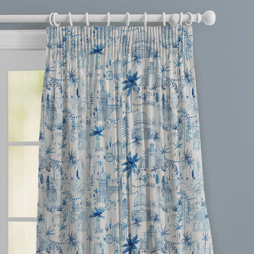 Global Blue M2M - Tellaro Printed Cotton Made to Measure Curtains Cobalt Voyage Maison