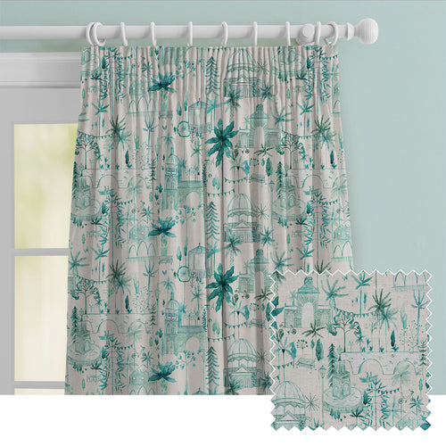 Global Blue M2M - Tellaro Printed Cotton Made to Measure Curtains Seamist Voyage Maison