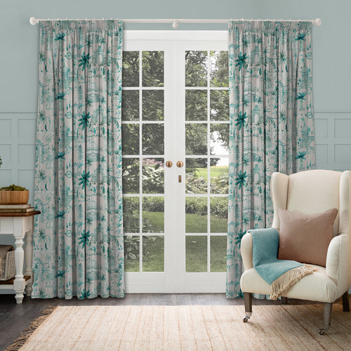 Global Blue M2M - Tellaro Printed Cotton Made to Measure Curtains Seamist Voyage Maison