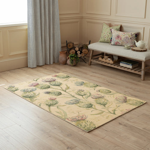 Floral Green Rugs - Thistle Glen Printed  Rug Green Voyage Maison