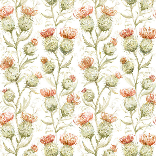 Floral Orange Fabric - Thistle Glen Printed Linen Fabric (By The Metre) Autumn Voyage Maison