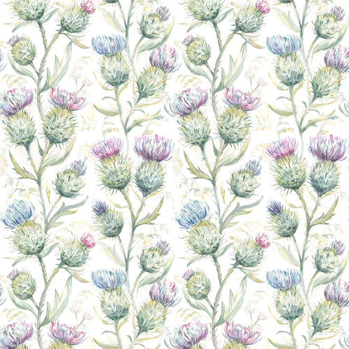 Floral Purple Fabric - Thistle Glen Printed Linen Fabric (By The Metre) Spring Voyage Maison