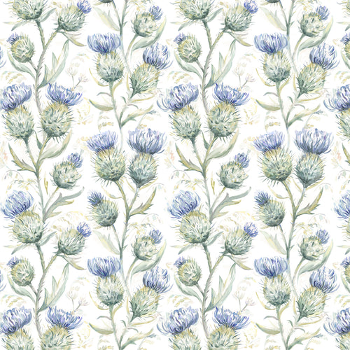Floral Blue Fabric - Thistle Glen Printed Linen Fabric (By The Metre) Winter Voyage Maison