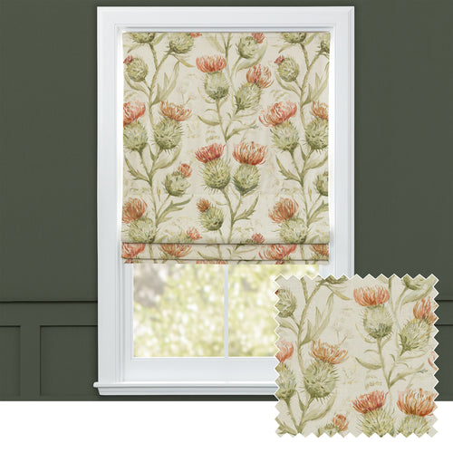 Floral Orange M2M - Thistle Glen Printed Linen Made to Measure Roman Blinds Autumn Voyage Maison