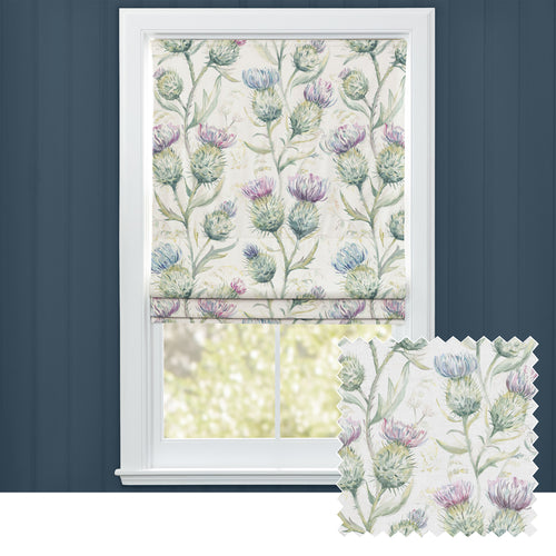 Floral Purple M2M - Thistle Glen Printed Linen Made to Measure Roman Blinds Spring/Cream Voyage Maison