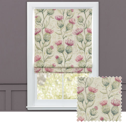 Floral Pink M2M - Thistle Glen Printed Linen Made to Measure Roman Blinds Summer Voyage Maison