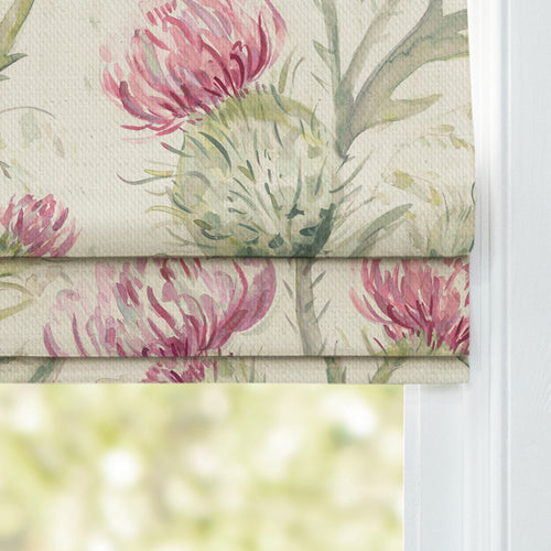 Floral Pink M2M - Thistle Glen Printed Linen Made to Measure Roman Blinds Summer Voyage Maison