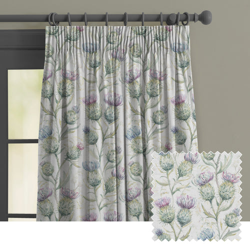 Floral Purple M2M - Thistle Glen Printed Made to Measure Curtains Spring Cream Voyage Maison
