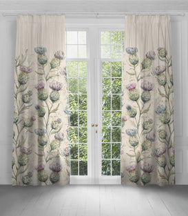 Voyage Maison Thistle Glen Printed Pencil Pleat Curtains in Lilac