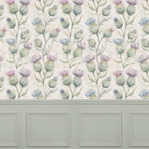 Floral Purple Wallpaper - Thistle Glen  1.4m Wide Width Wallpaper (By The Metre) Spring Voyage Maison