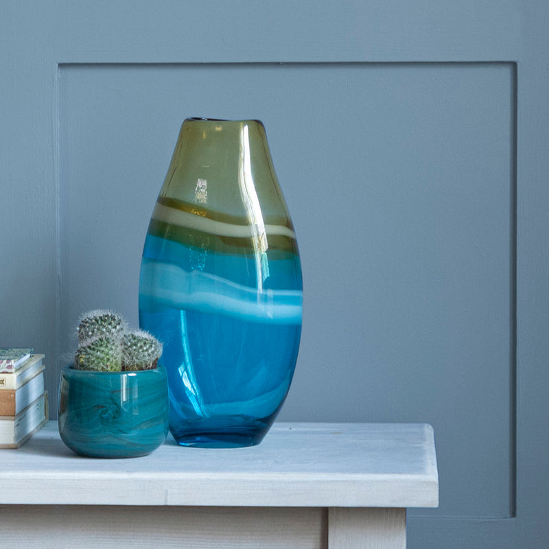  Blue Glassware - Thorin Hand-Blown Vase Aqua Voyage Maison