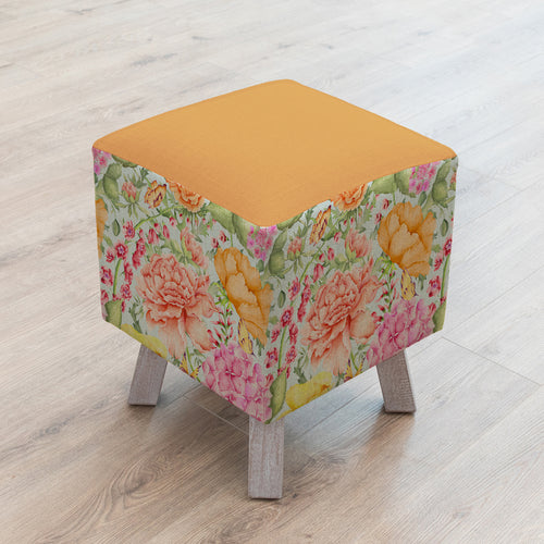 Floral Orange Furniture - Toby  Footstool Idalia Duck Egg Voyage Maison